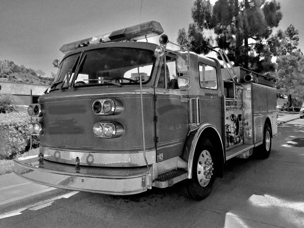 vintage fire truck black and white rescue samuel howell stock pictures, royalty-free photos & images