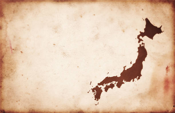 ビンテージマップの日本のアンティーク紙 - 日本地図 ストックフォトと画像