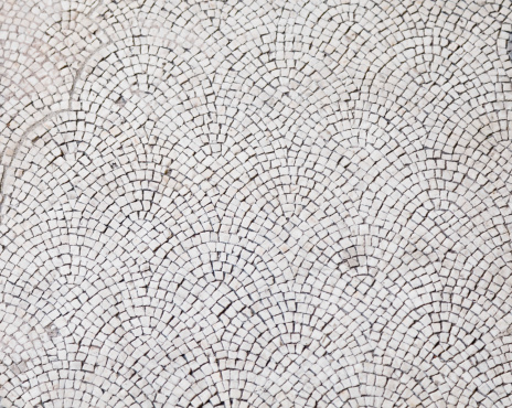 Antique white circle shape vintage stone floor pattern