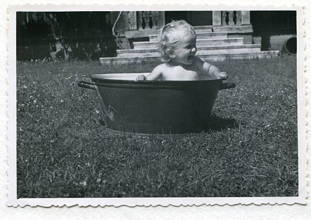 Vintage photo of baby stock photo