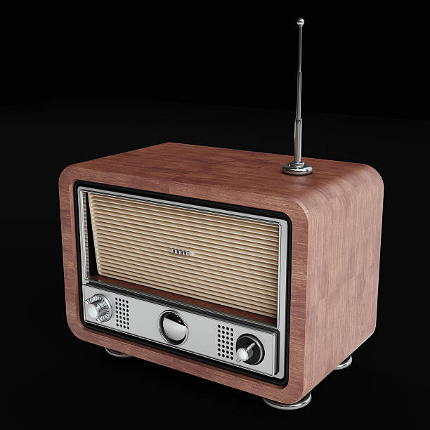 Vintage radio in wooden case. high resolution 3d render stock photo