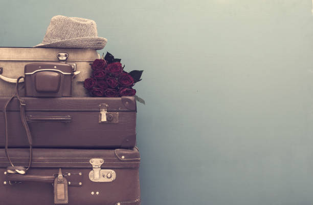 Vintage styled suitcases stock photo