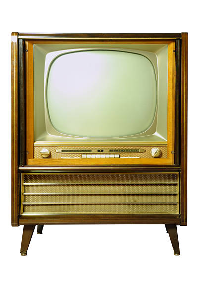 Vintage television isolated on white stock photo