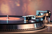 istock Vinyl player. Vinyl plate and needle close-up. 850809620