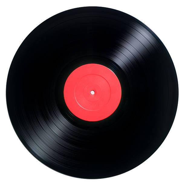 Vinyl record (photograph) Vinyl record with red label plastic stock pictures, royalty-free photos & images