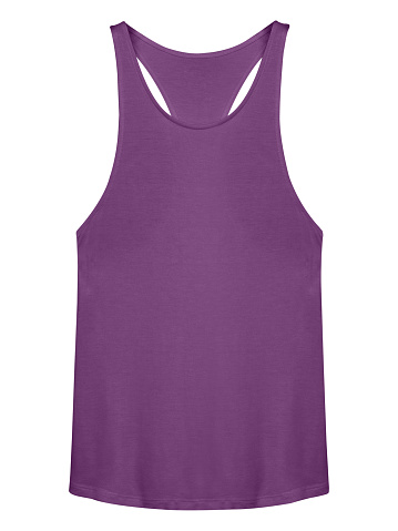 Violet Sleeveless Tshirt With Copy Space Isolated On White Stock Photo ...