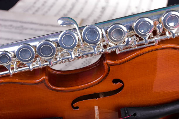 Violin and flute stock photo
