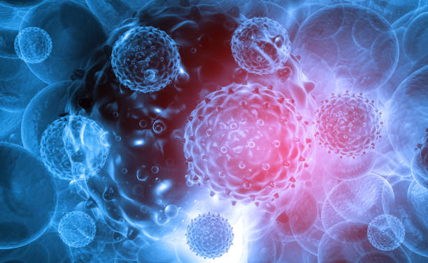 Virus on abstract background Virus on abstract background. 3d render biological cell stock pictures, royalty-free photos & images