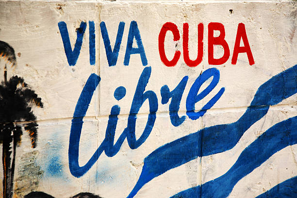 비바 쿠바 리브레 팻말, 걸리죠 사신다고 무료 쿠바 - cuba 뉴스 사진 이미지
