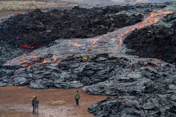 Volcanic eruption in Iceland stock photo