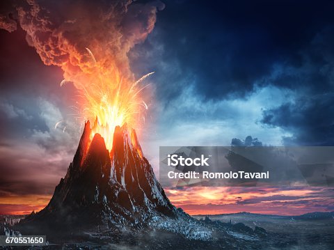 istock Volcanic Mountain In Eruption 670551650