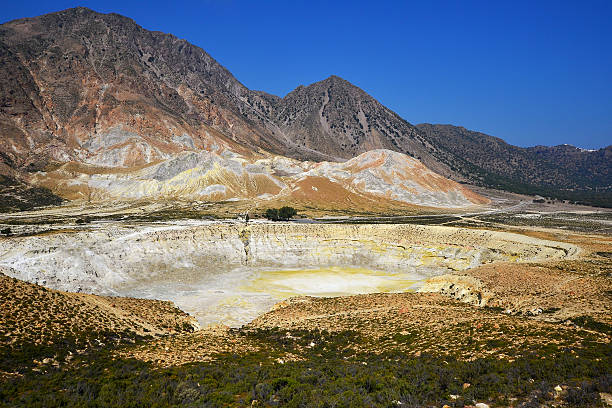 Volcano crater of Nisyros stock photo