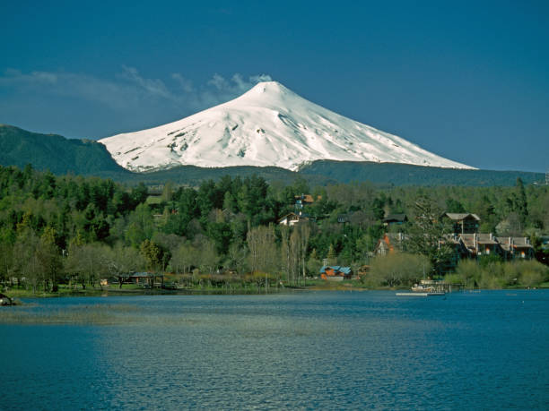 Volcano Villarica at daylight stock photo
