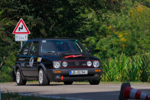 1991 Volkswagen Golf 2 GTI german oldtimer racing car Heubach, Germany - September 19, 2021: 1991 Volkswagen Golf 2 GTI german oldtimer racing car at the 9. Bergrevival Heubach 2021 event. 1991 stock pictures, royalty-free photos & images