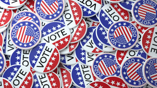Vote election badge button for 2020 background, vote USA 2020, 3D illustration, 3D rendering Vote election badge button for 2020 background, vote USA 2020, 3D illustration, 3D rendering democratic party usa stock pictures, royalty-free photos & images