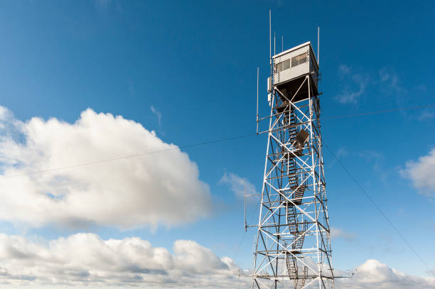 Wachusett Mountain fire lookout tower Fire lookout tower at summit of Wachusett Mountain fire lookout tower stock pictures, royalty-free photos & images