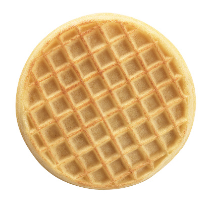 Round waffle viewed from above.  A clipping path is included.
