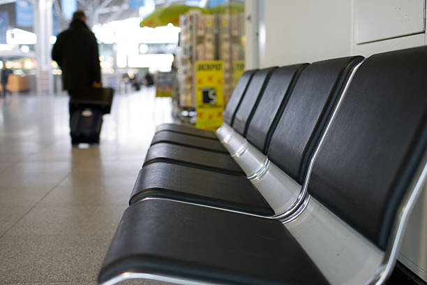 Waiting area in airport stock photo
