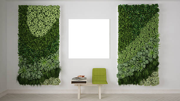 Waiting room with vertical garden stock photo