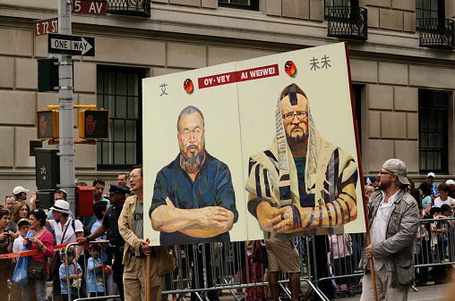 NEW YORK, UNITED STATES - June 5, 2011: NYC Artist participates in annual parade, Celebrate Israel.