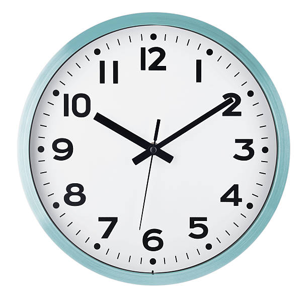 wall clock isolated on white. ten past ten. - clock stockfoto's en -beelden