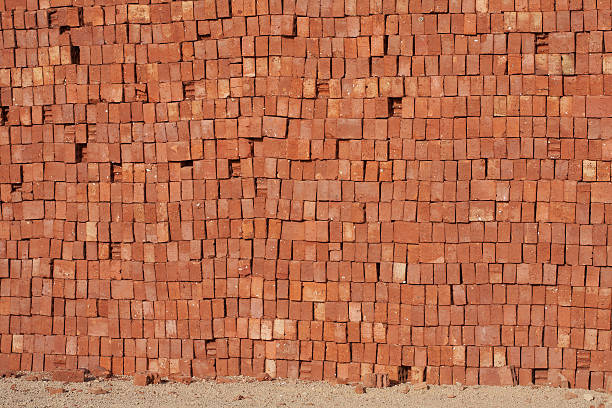 Wall of bricks - horizontal background stock photo
