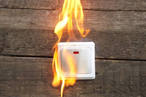 wall socket, smoke, fire occurred wall socket, smoke fire occurred incomplete stock pictures, royalty-free photos & images