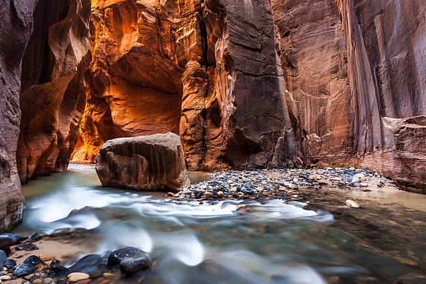 Wall street in the Narrows, Zion National Park, Utah stock photo
