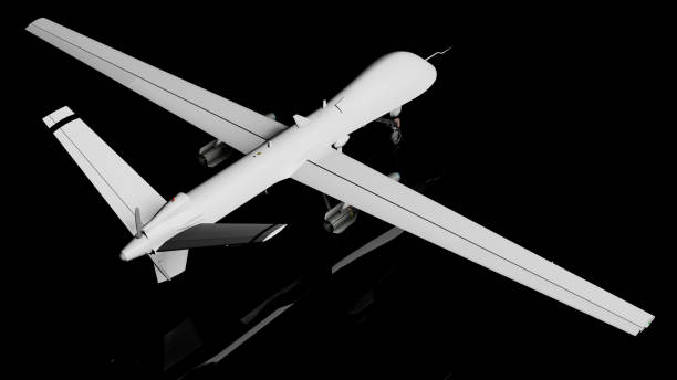 War drone isolated on black stock photo