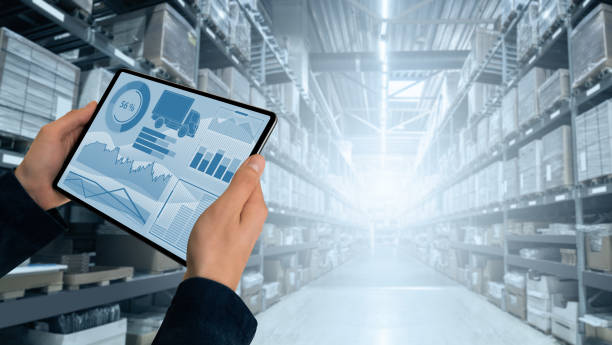 Warehouse manager Warehouse manager with digital tablet freight transportation stock pictures, royalty-free photos & images