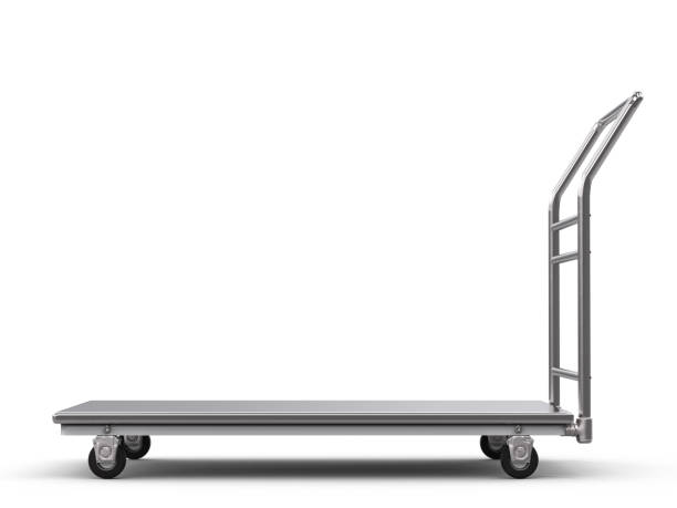 warehouse trolley or platform trolley 3d rendering warehouse trolley or platform trolley on white background push cart stock pictures, royalty-free photos & images