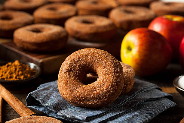 Warm Apple Cider Donuts Warm Apple Cider Donuts Ready to Eat cider stock pictures, royalty-free photos & images