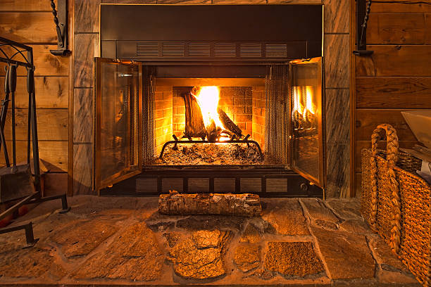 Warm Fireplace stock photo