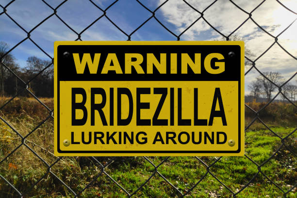 Warning - Bridezilla lurking around stock photo