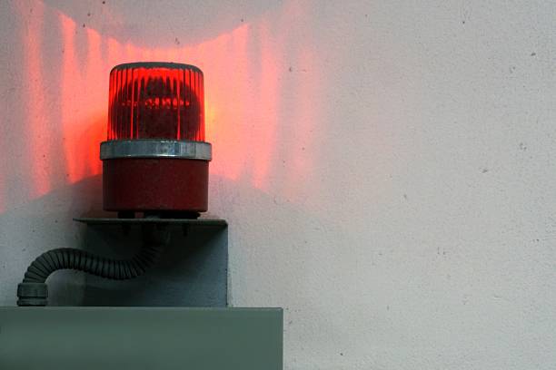 warning light warning red light show up when leak out of gas in factory burglar alarm stock pictures, royalty-free photos & images