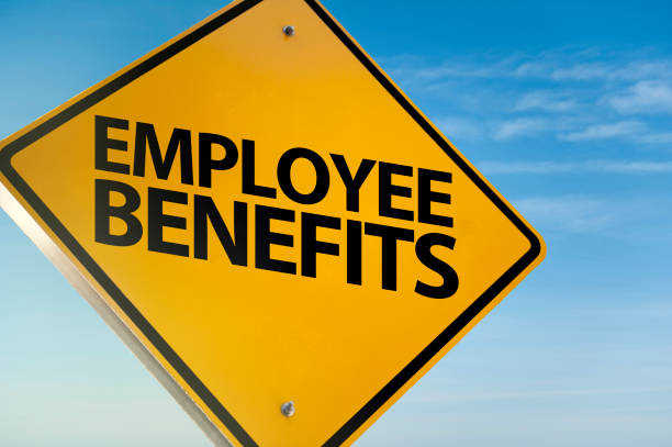 EMPLOYE BENEFITS / Warning sign concept (Click for more) stock photo