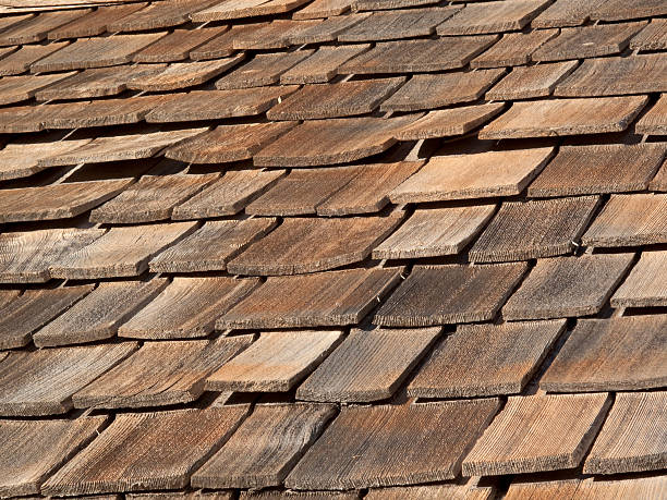 Warped Roof Shingles stock photo