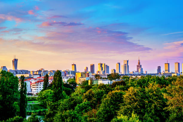 Warsaw Skyline from different View stock photo