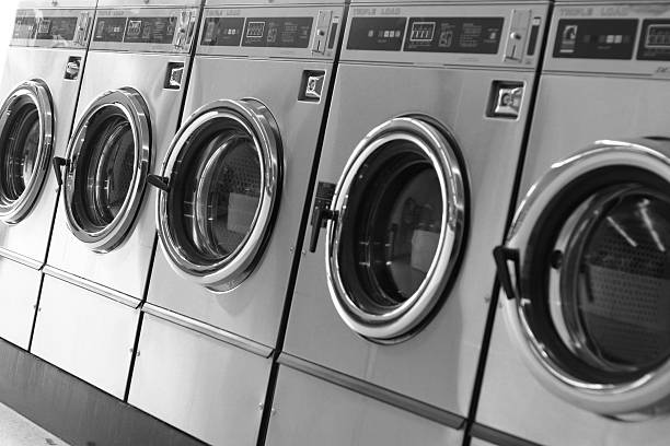 Washers black and white stock photo