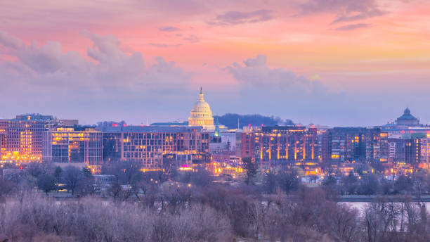 Washington, D.C. city skyline in USA Washington, D.C. city skyline at twilight in USA washington dc stock pictures, royalty-free photos & images