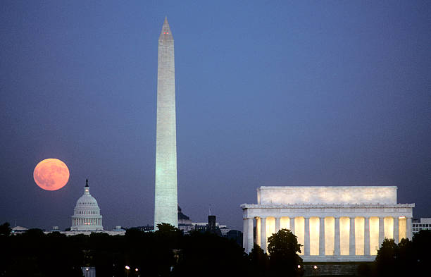 Washington DC, Moonrise stock photo