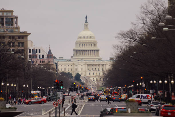 Washington DC United States Capitol and Pennsylvania Avenue stock photo