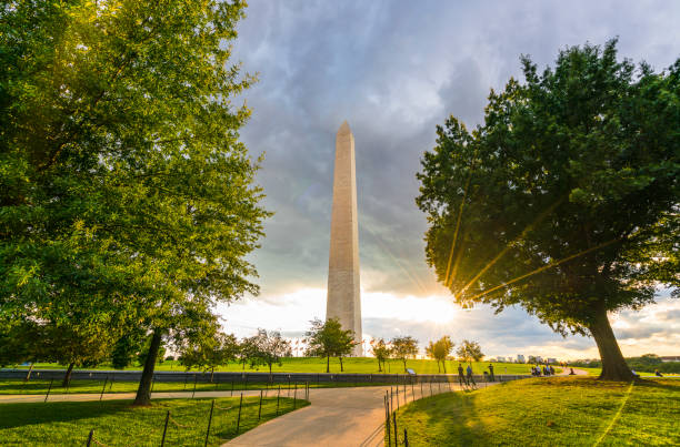 washington dc,Washington monument on sunset. stock photo