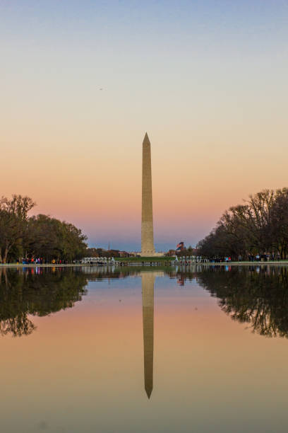 Washington Monument at Sunset stock photo