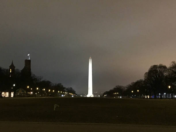 Washington National Monument and National Mall.Night. at DC mall of america stock pictures, royalty-free photos & images