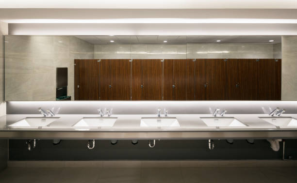 Washroom in a modern office building stock photo