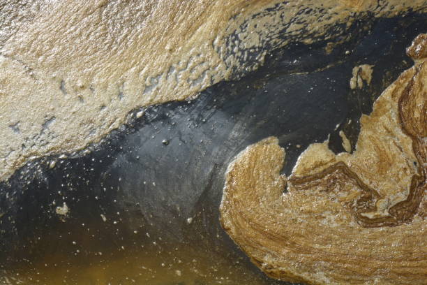 afvalwater laag gehalte opgeloste zuurstof - grease stockfoto's en -beelden