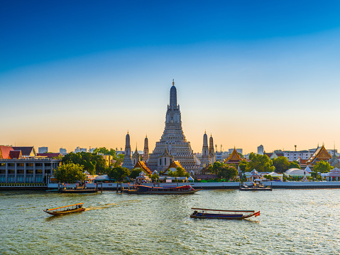 Wat Arun Temple of dawn in Bangkok Thailand after restoration, 2018