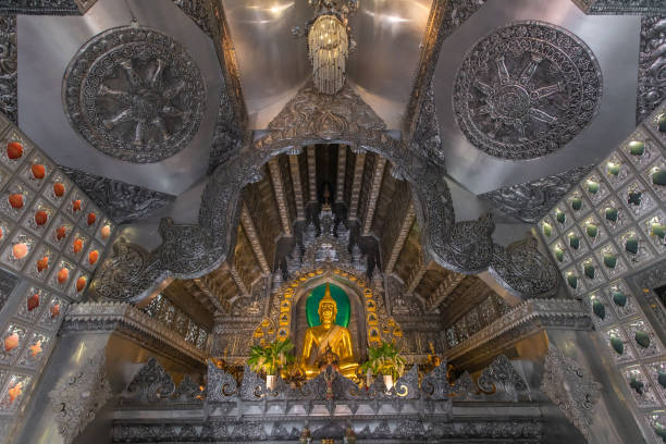 wat sri suphan (silver temple),chiang mai province, there is the world's first silver buddhist temple - chiang mai stad stockfoto's en -beelden