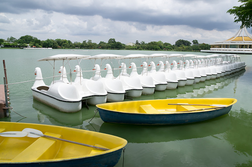 water cycles and row boats prepared well for visitors at the park